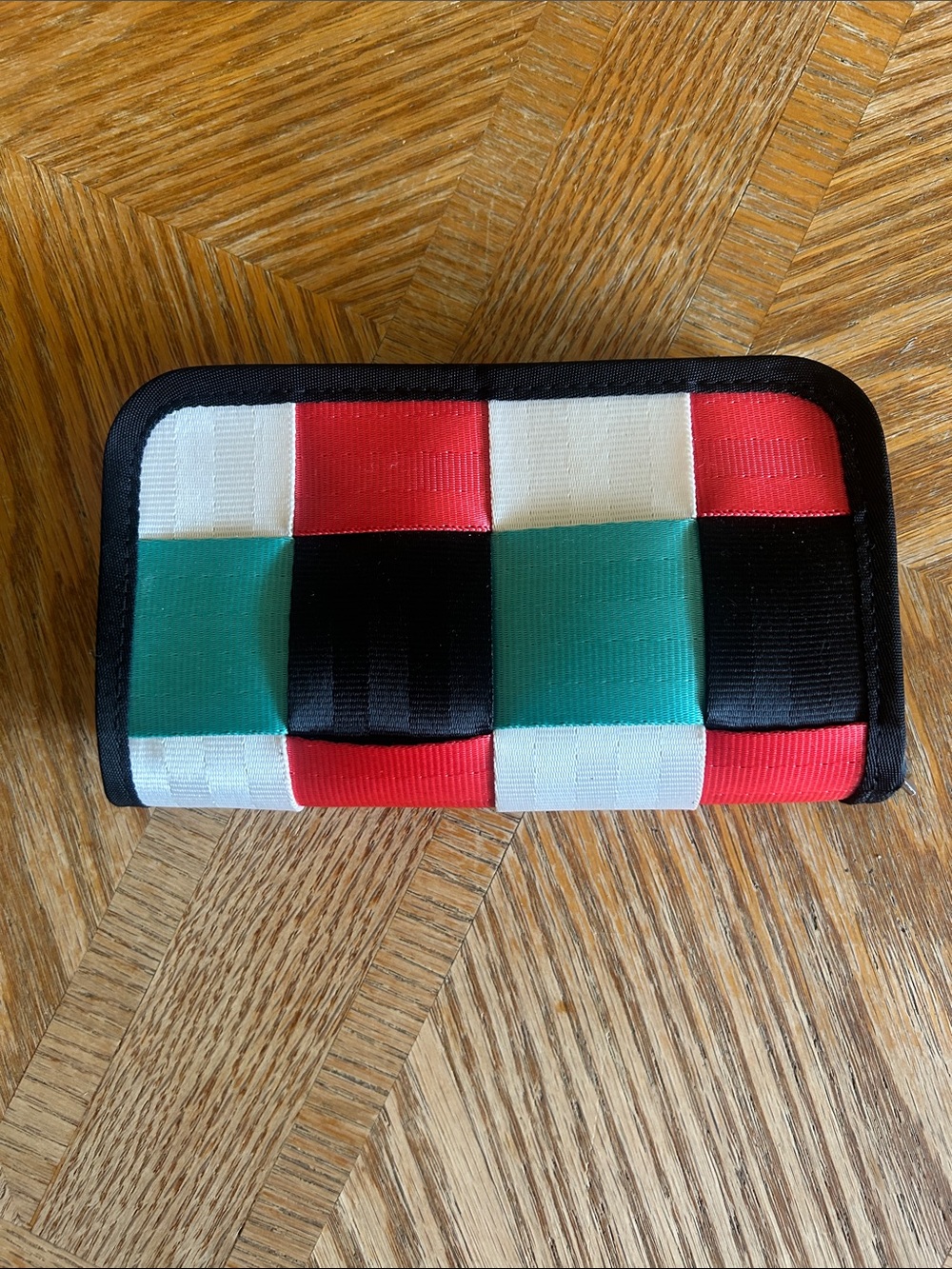 Harveys Woven Checkerboard Zip Wallet - Black, Red, White, Teal